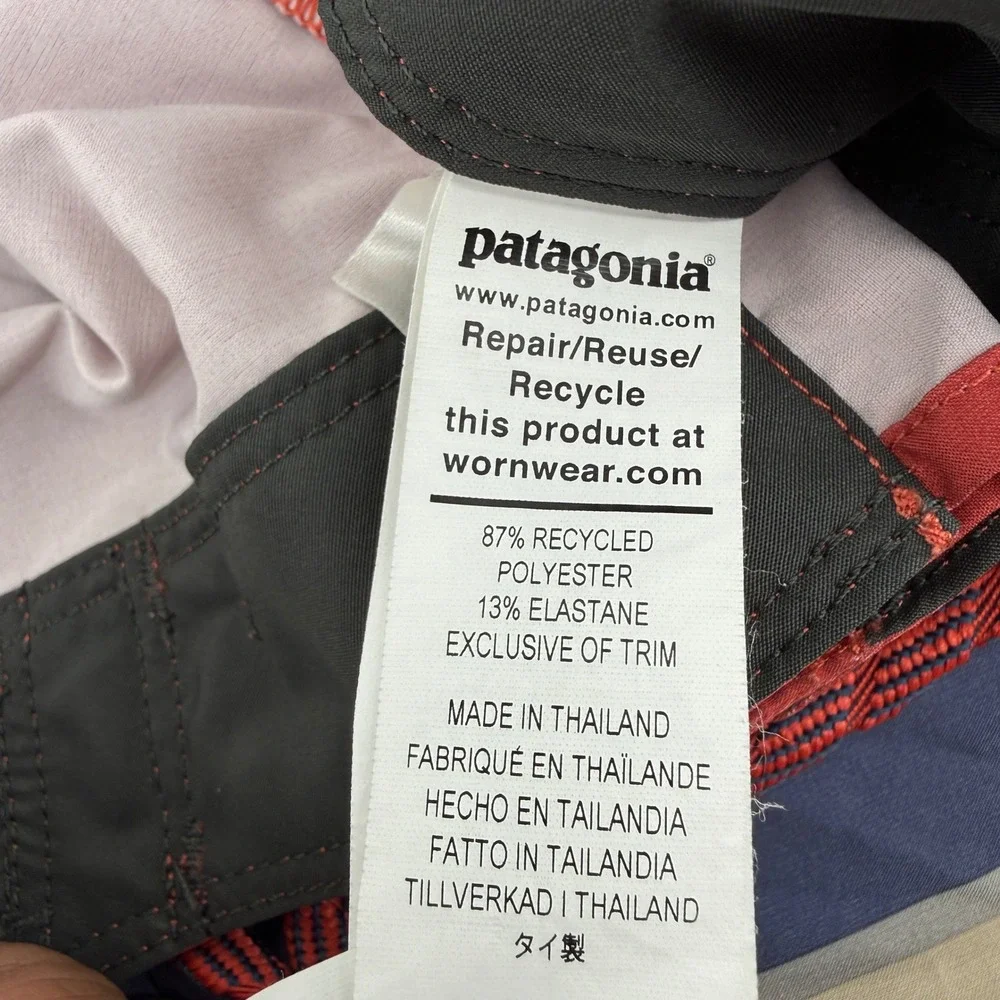 Patagonia Boardshorts Mens 28 Red Striped Hydro Series Recycled Swim Trunks